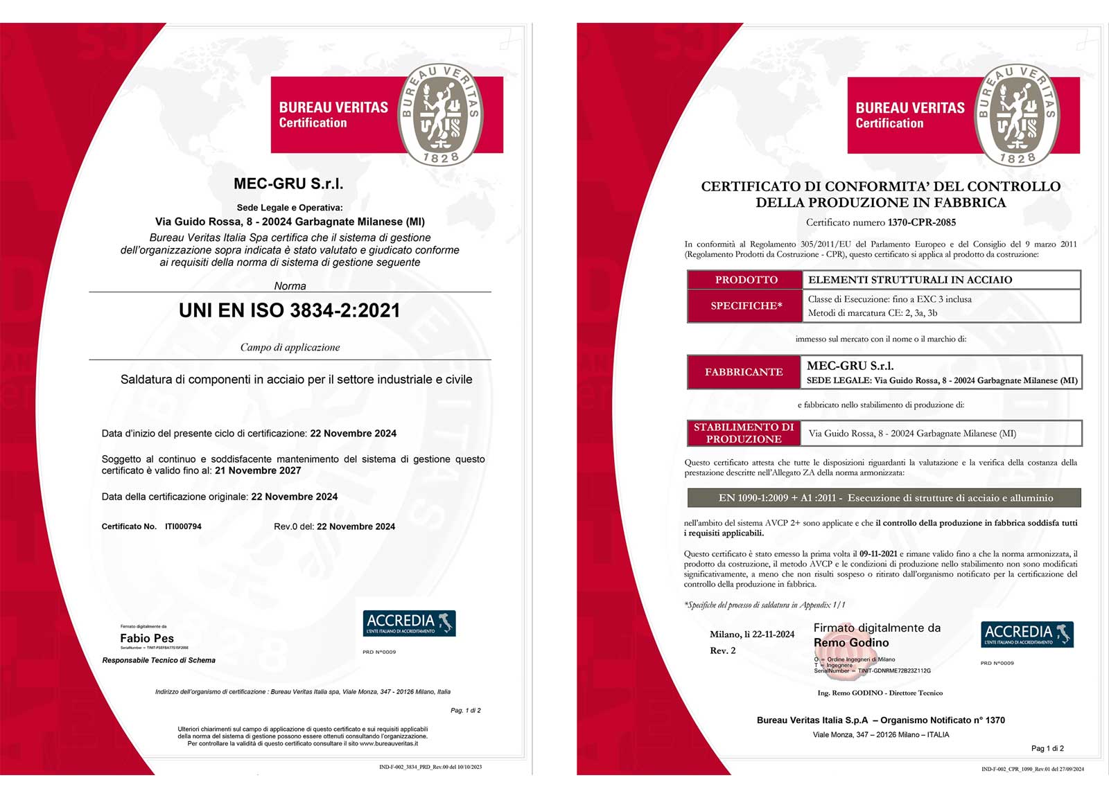 certificati iso carpenteria metallica